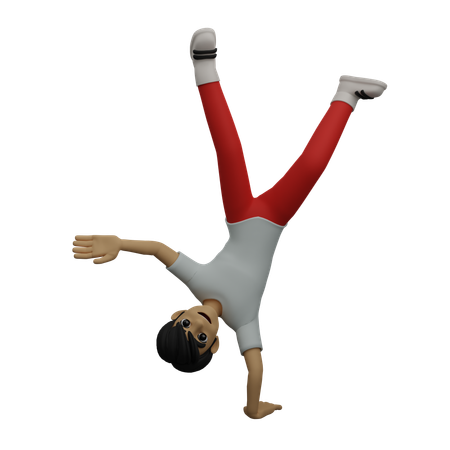 Menino feliz fazendo roda de carroça  3D Icon