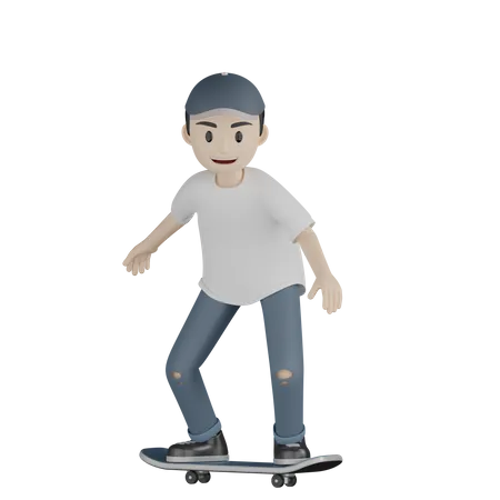 Personagem Casual De Menino Skatista 3D Illustration