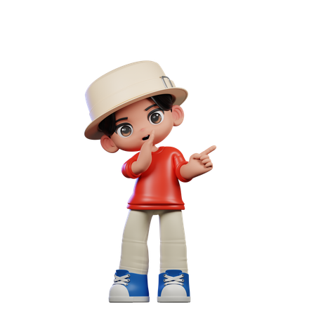 Pose de menino fofo dando sussurro para você  3D Illustration