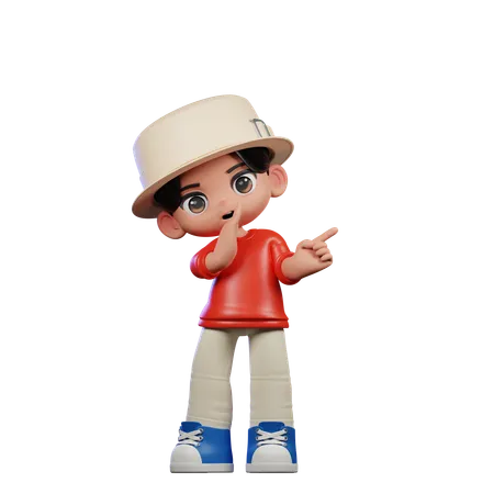 Pose de menino fofo dando sussurro para você  3D Illustration