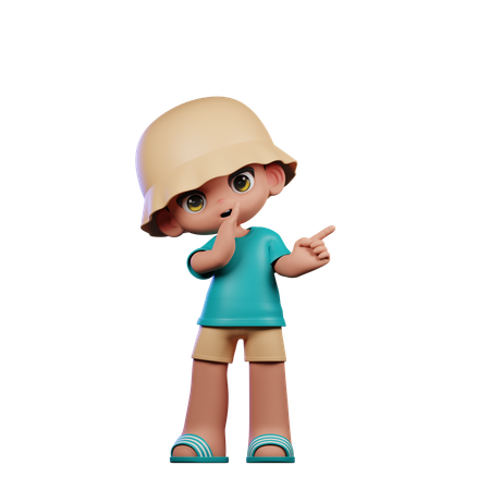 Pose de menino fofo dando sussurro para você  3D Illustration