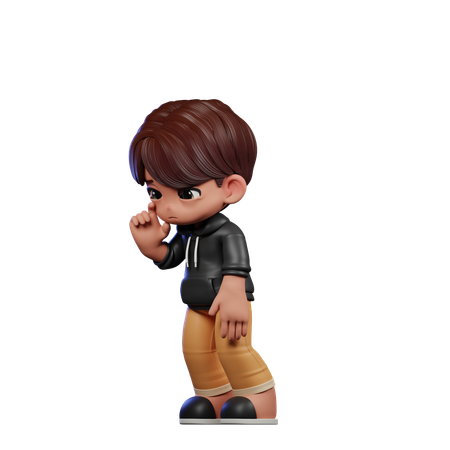 Garoto fofo fazendo pose triste em pé  3D Illustration