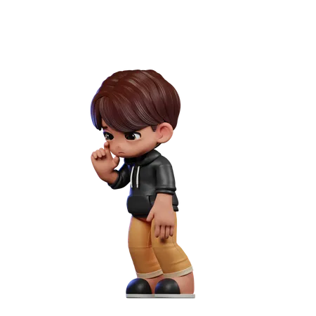 Garoto fofo fazendo pose triste em pé  3D Illustration