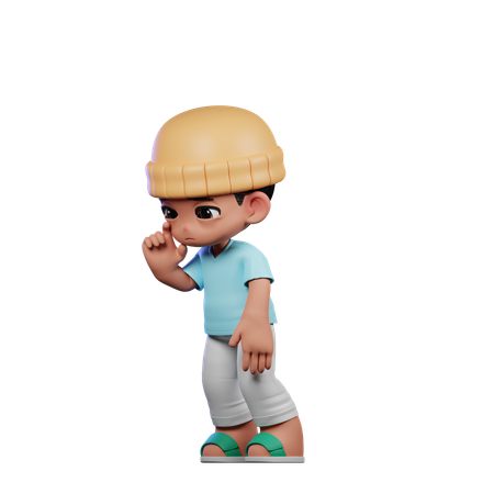 Garoto fofo fazendo pose triste em pé  3D Illustration