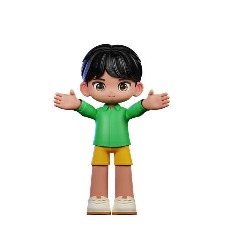 Garoto fofo fazendo pose de boas-vindas  3D Illustration