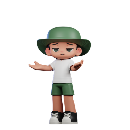 Garoto fofo fazendo pose confusa  3D Illustration