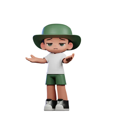 Garoto fofo fazendo pose confusa  3D Illustration