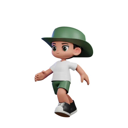 Garoto fofo fazendo pose de corrida  3D Illustration