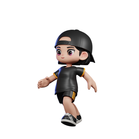 Garoto fofo fazendo pose de corrida  3D Illustration