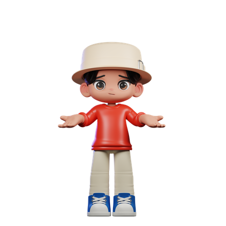 Garoto fofo sem fazer ideia de pose  3D Illustration