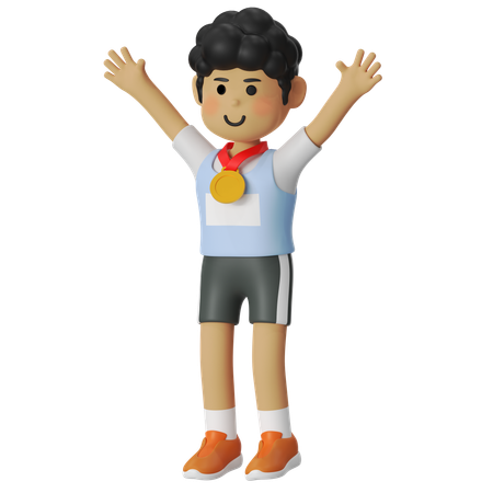 Menino recebendo medalha de corrida  3D Icon