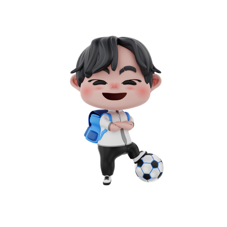 Menino jogando futebol  3D Icon