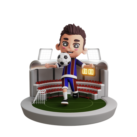 Menino jogando futebol  3D Icon