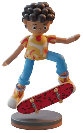 Menino brincando de skate  3D Illustration