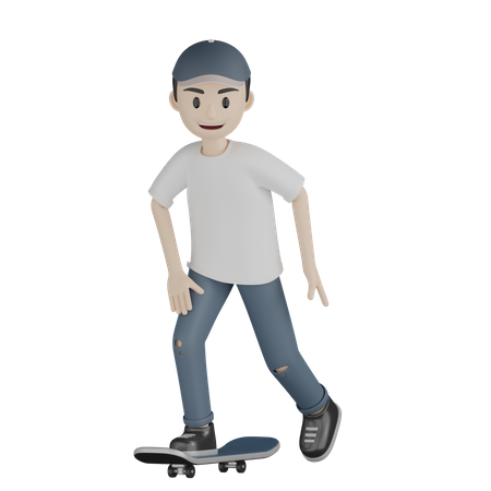 Menino brincando de skate  3D Illustration