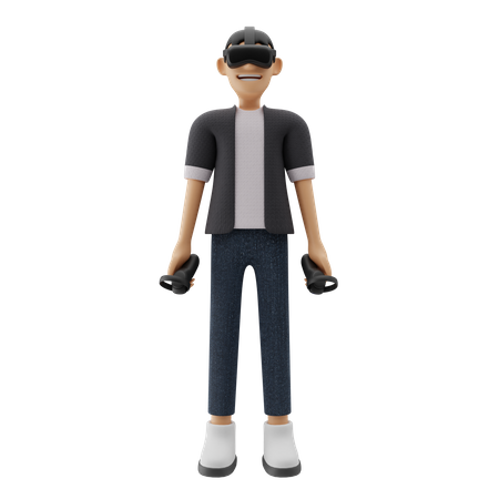 Menino jogando jogo vr  3D Illustration