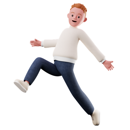 Menino feliz pulando no ar  3D Illustration