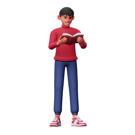 Menino leu livro  3D Illustration