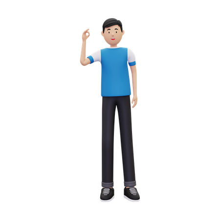 Menino mostrando bela pose de gesto  3D Illustration