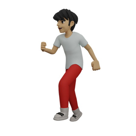 Menino mostrando pose de caminhada  3D Illustration