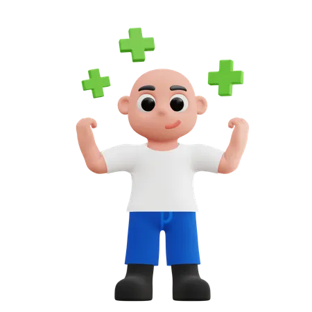Menino mostrando saúde e força  3D Illustration