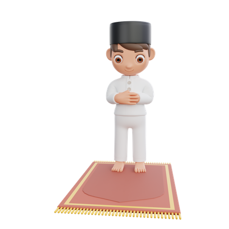 Menino muçulmano fazendo oração namaaz  3D Illustration