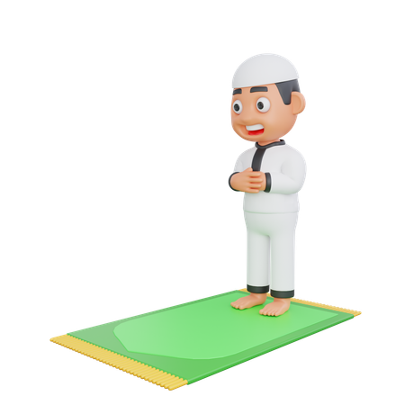 Menino muçulmano fazendo oração namaaz  3D Illustration