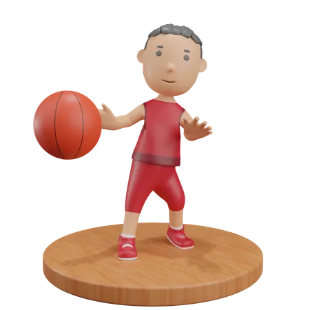 Menino passando basquete  3D Illustration