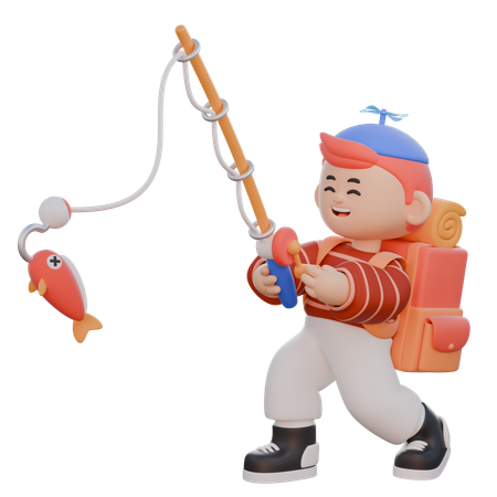 Menino pescando  3D Icon