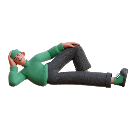Menino relaxando enquanto estava deitado  3D Illustration