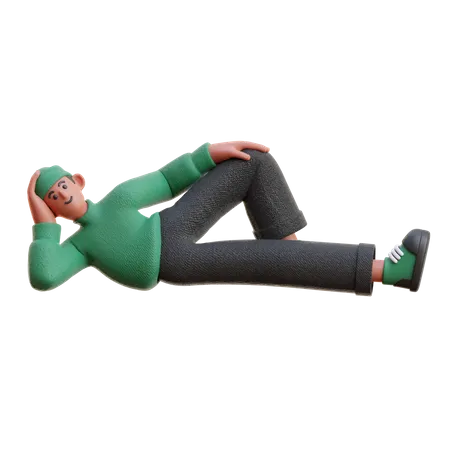 Menino relaxando enquanto estava deitado  3D Illustration