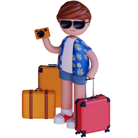 Menino saindo de férias  3D Illustration