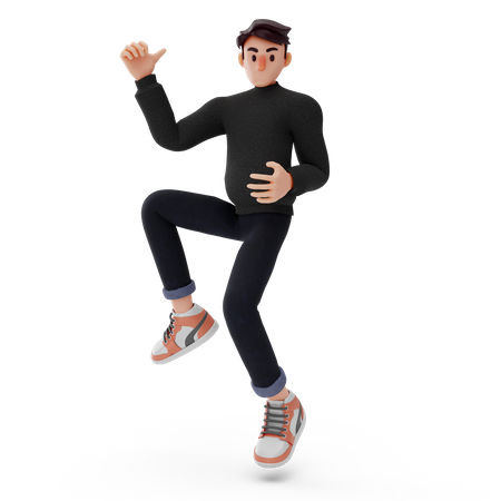 Menino pulando  3D Illustration