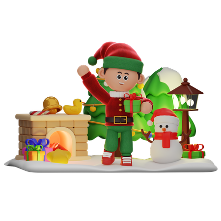 Menino segurando presente  3D Icon