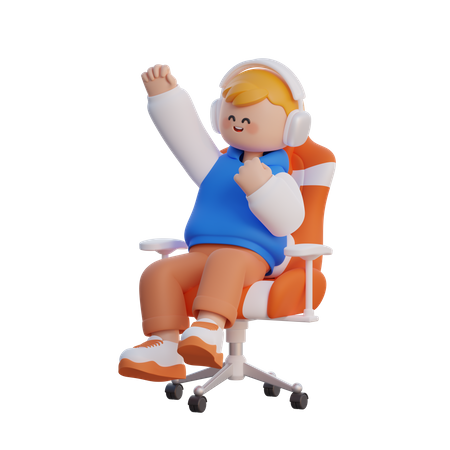Menino sentado em uma cadeira  3D Illustration