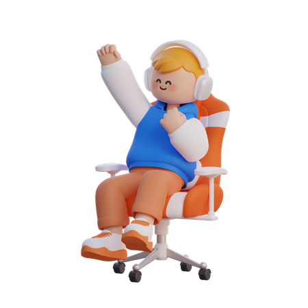 Menino sentado em uma cadeira  3D Icon
