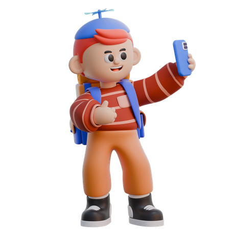 Menino tirando selfies  3D Icon
