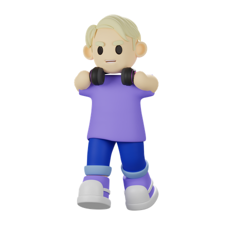 Menino usando fone de ouvido  3D Icon