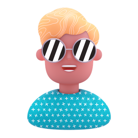 Menino usando óculos escuros  3D Illustration