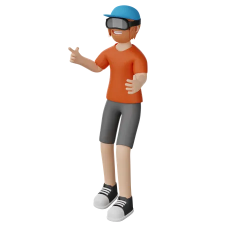 Menino usando óculos vr  3D Illustration