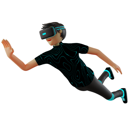 Garoto usando tecnologia VR  3D Illustration