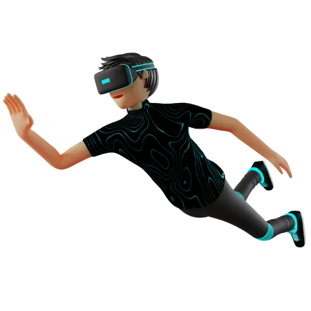 Garoto usando tecnologia VR  3D Illustration