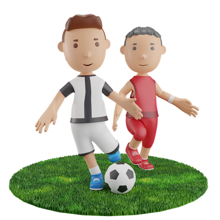 Meninos jogando futebol  3D Icon