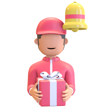 Mensageiro segurando uma caixa de presente  3D Icon