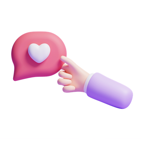 Mão segurando mensagem de amor  3D Icon