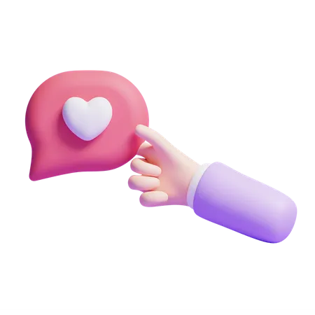 Mão segurando mensagem de amor  3D Icon