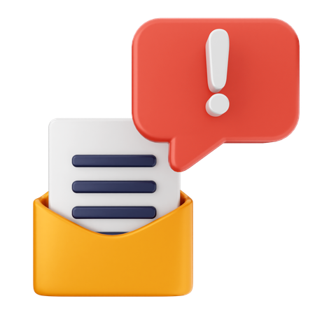 Mensagem de e-mail de aviso  3D Icon