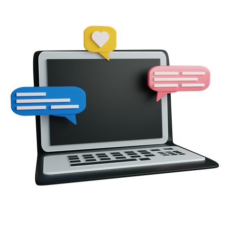 Mensagem no laptop  3D Icon