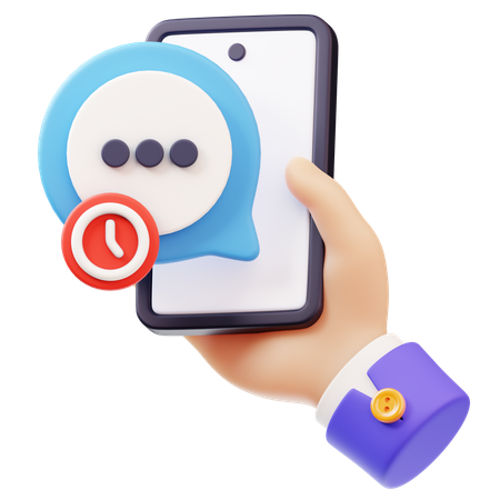 Mensagem pendente com a mão segurando o smartphone  3D Icon
