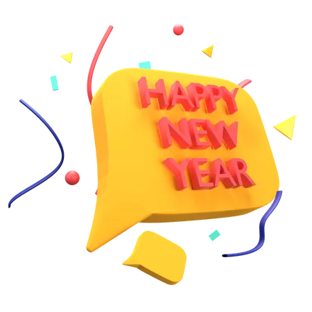 Mensaje de feliz año nuevo  3D Icon